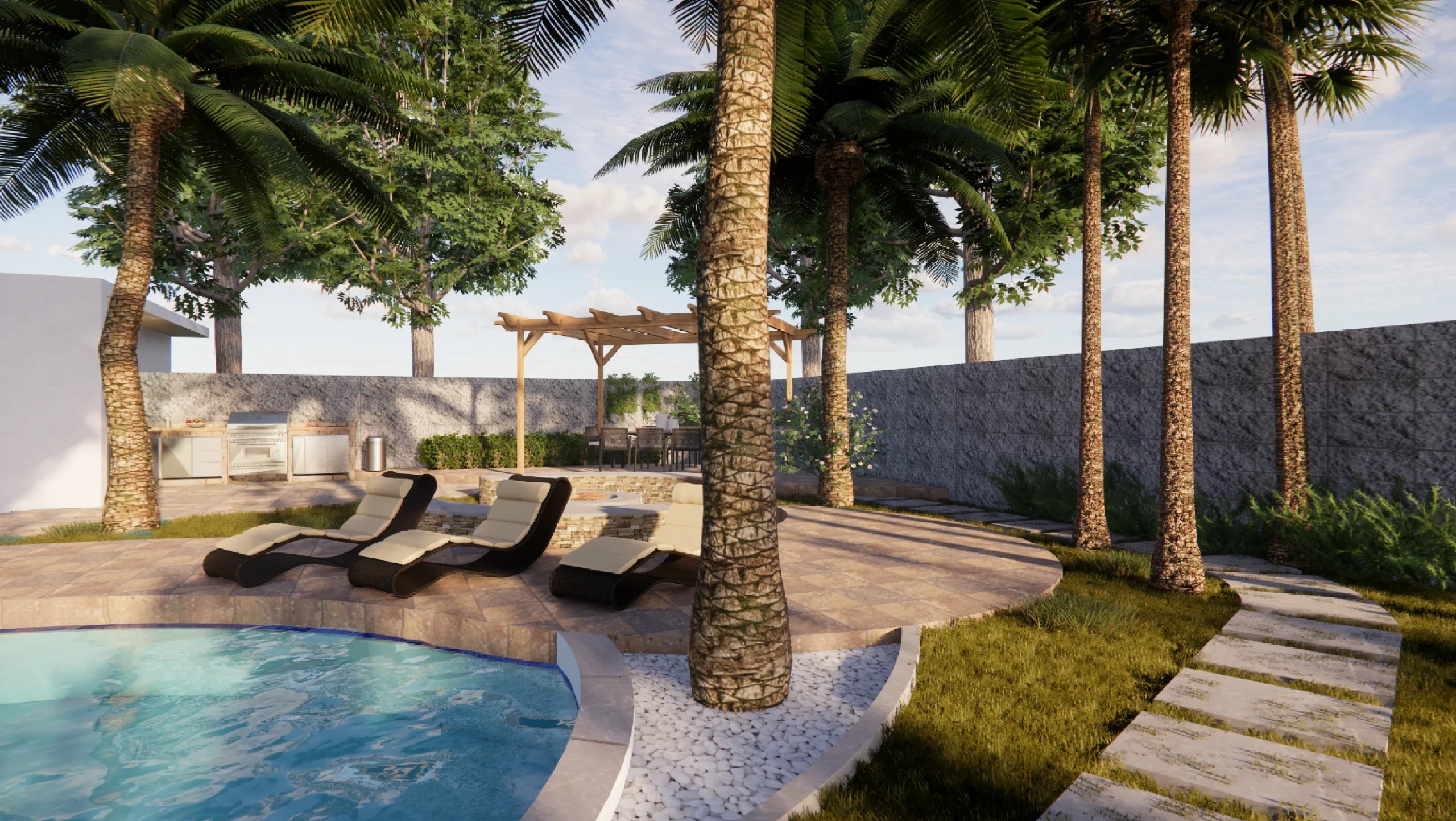 Tropical Pool Deck and Landscaping